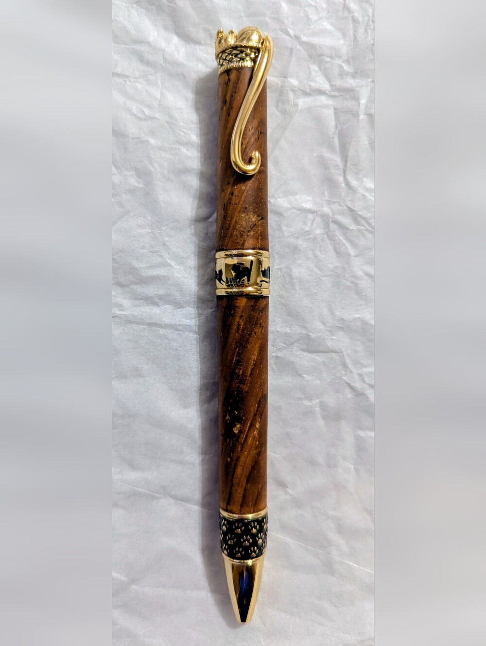 Handmade Wood/Metal Cat Ballpoint Pen